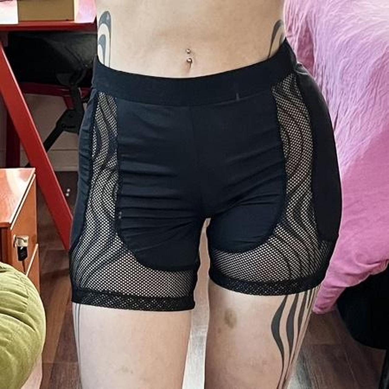 Chromat athletic shorts with mesh / fishnet... - Depop