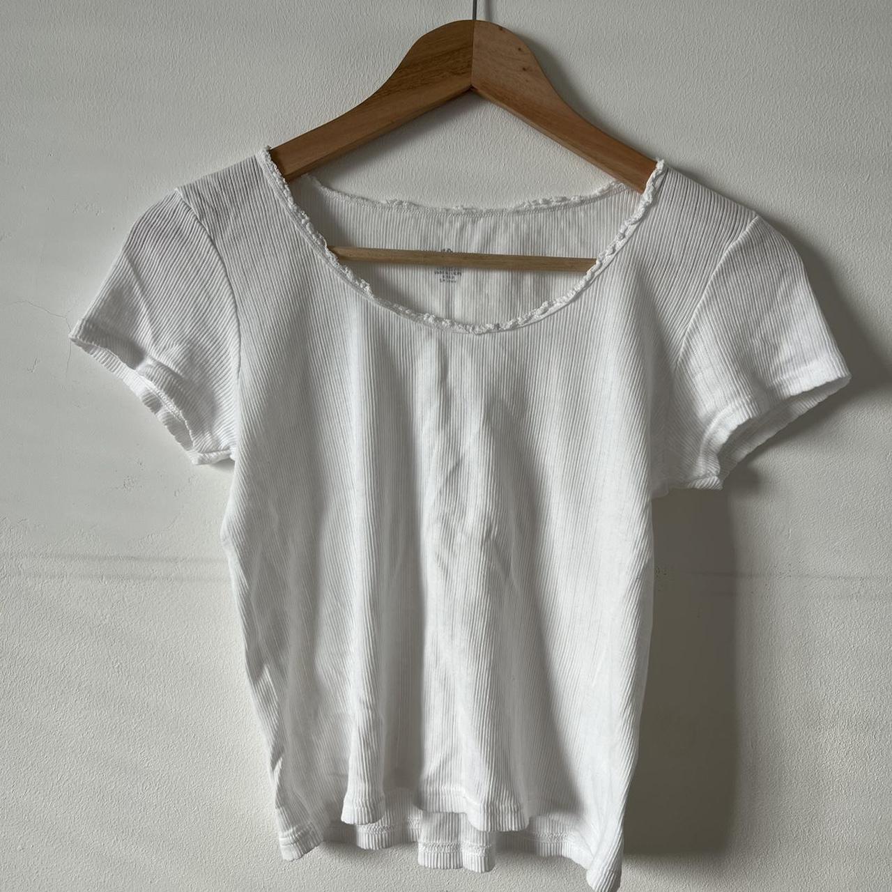 Brandy Melville white t shirt Almost new Worn... - Depop