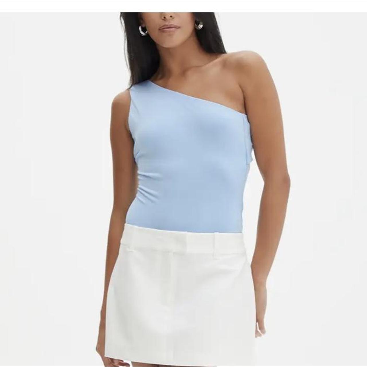 glassons blue one shoulder bodysuit worn once size... Depop