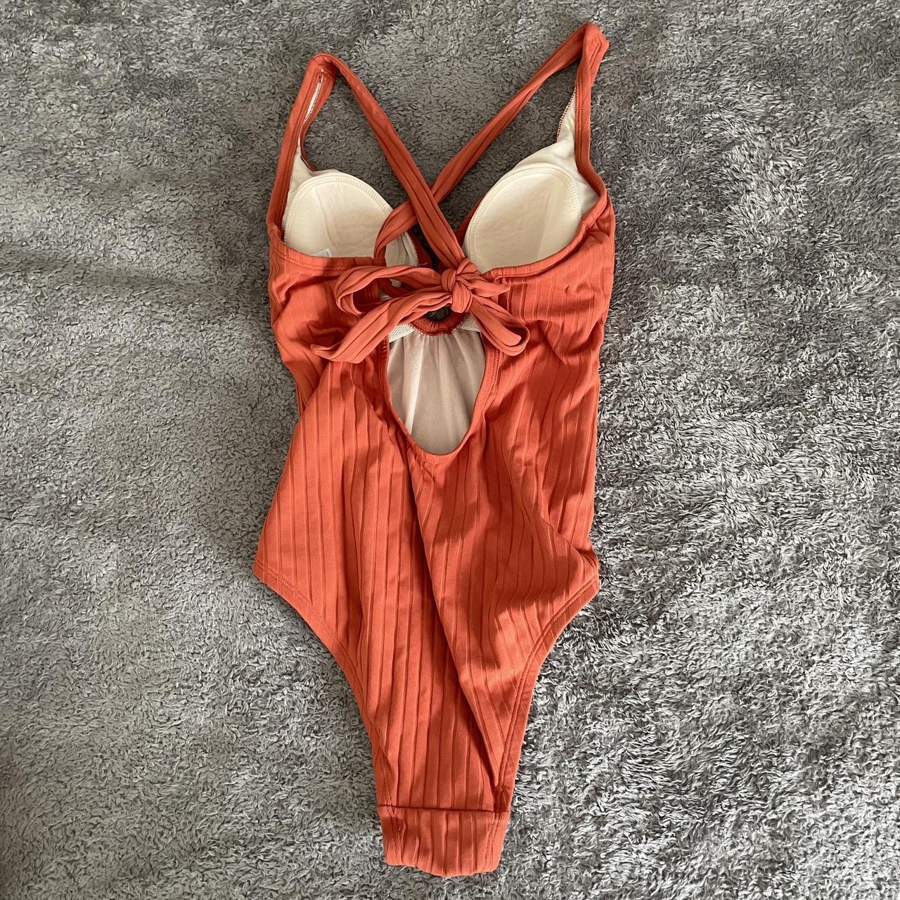 Gorgeous Orange One Piece Bathing Suit That Ties In Depop