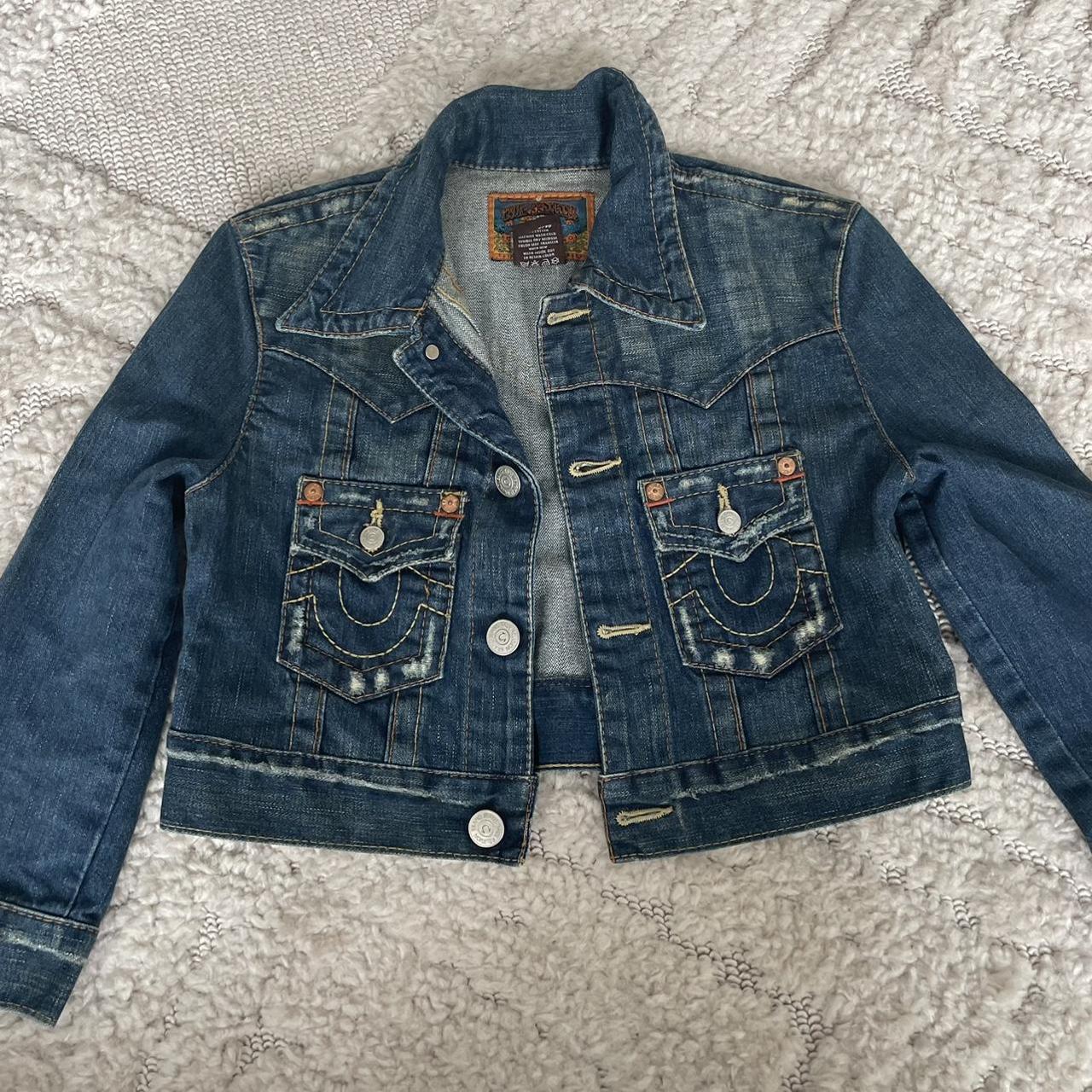 true religion cropped jean jacket— fits like xs-s... - Depop