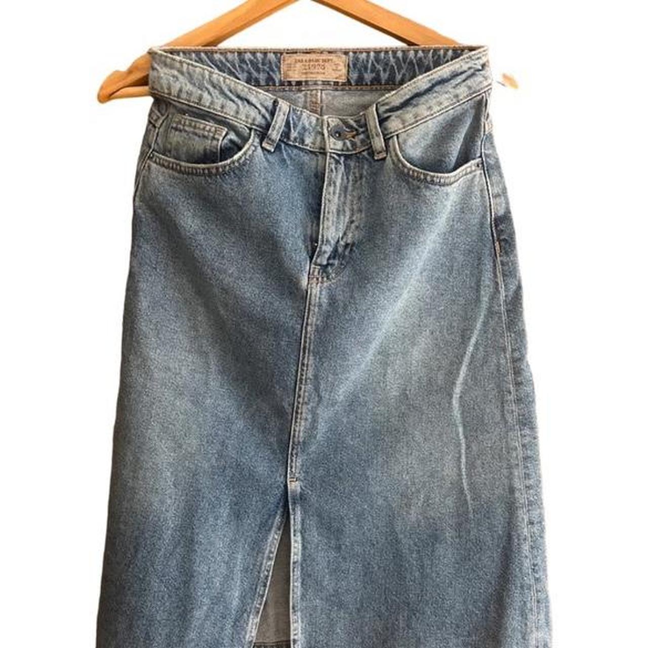 Denim Zara High Waisted Pencil Skirt Denim Skirt A Line Midi Skirt