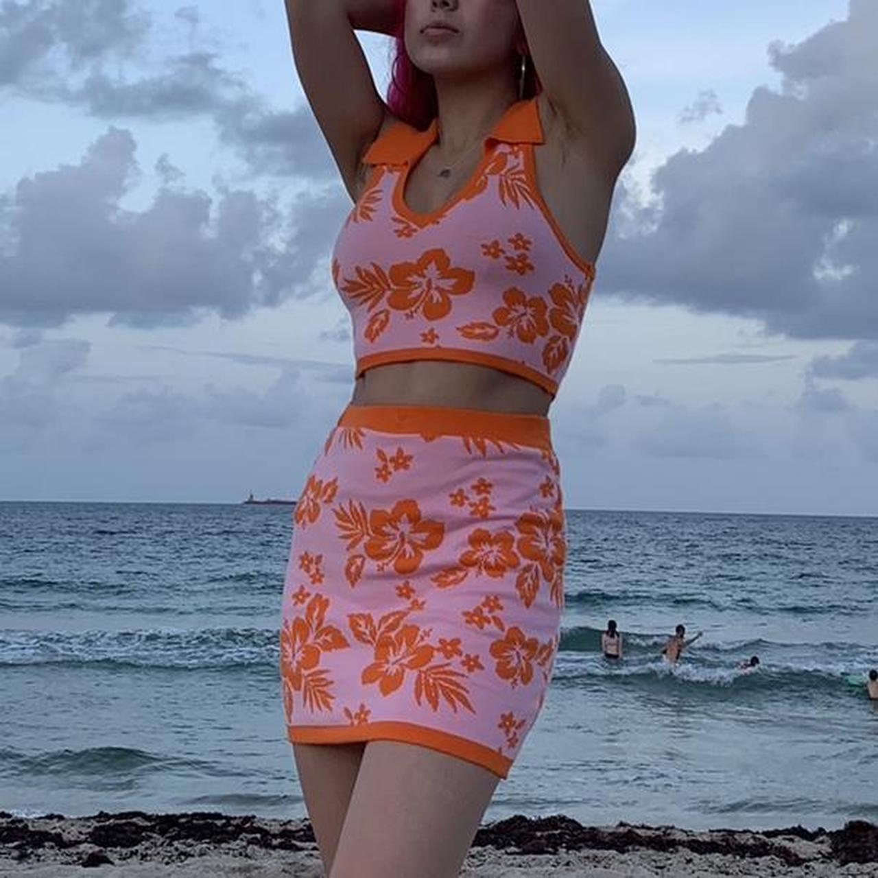 Orange two piece set best sale