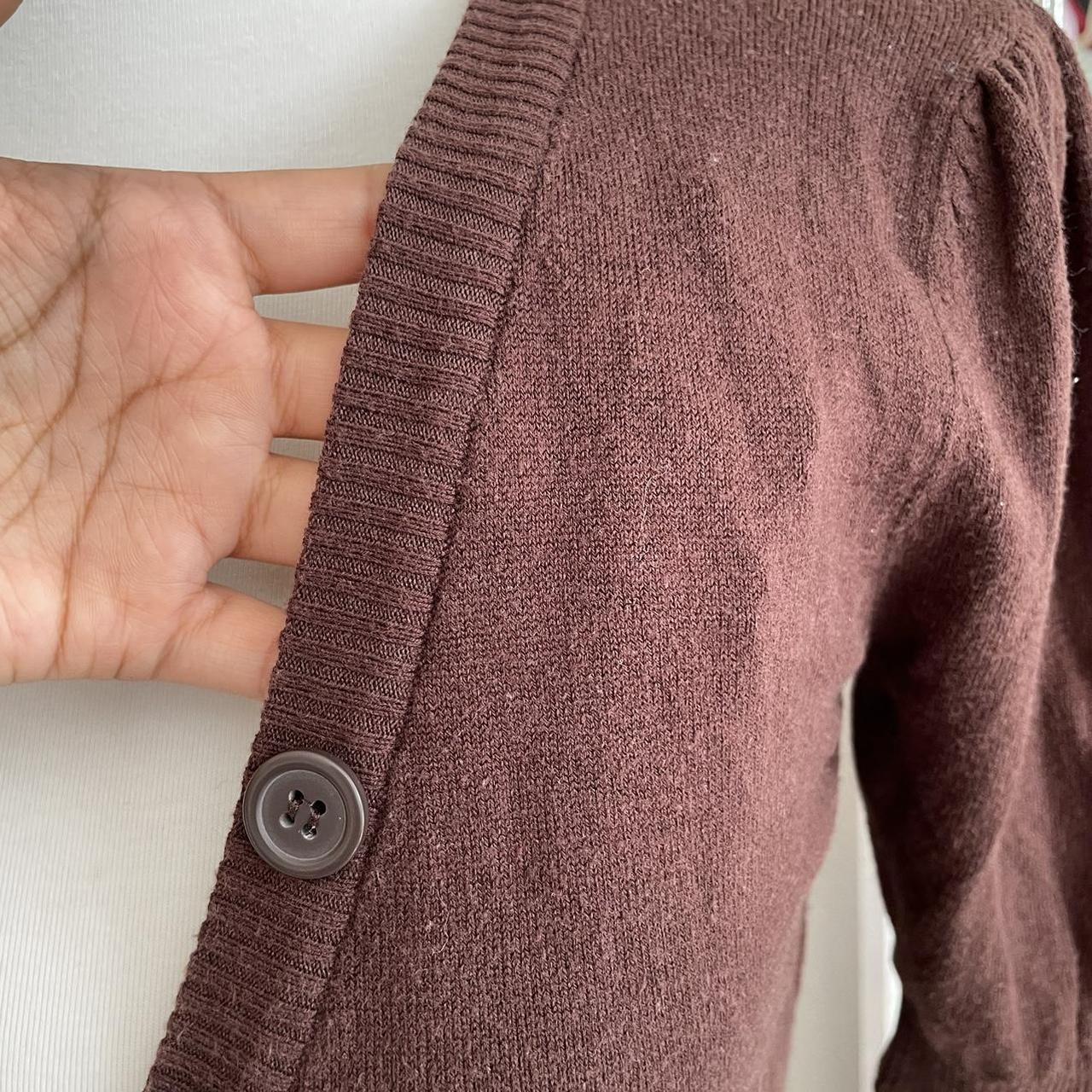 brown cropped cardigan has functional buttons,... - Depop