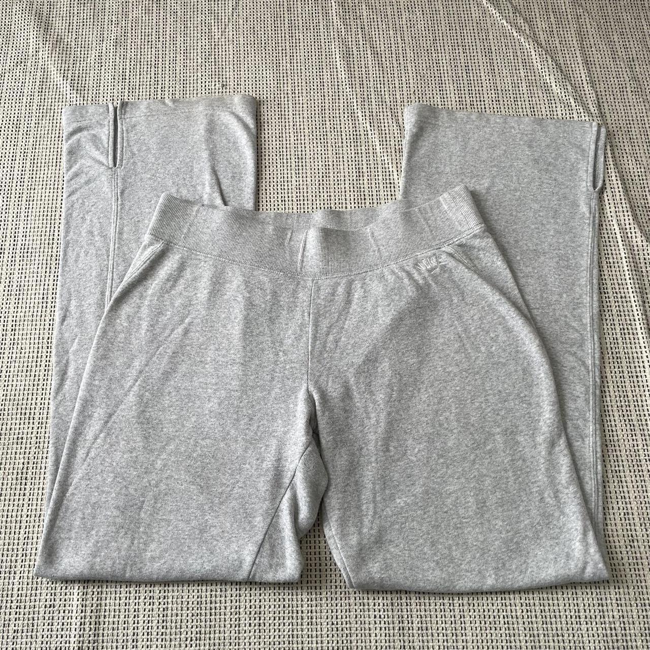 grey nike wide leg sweatpants womens size large,... - Depop