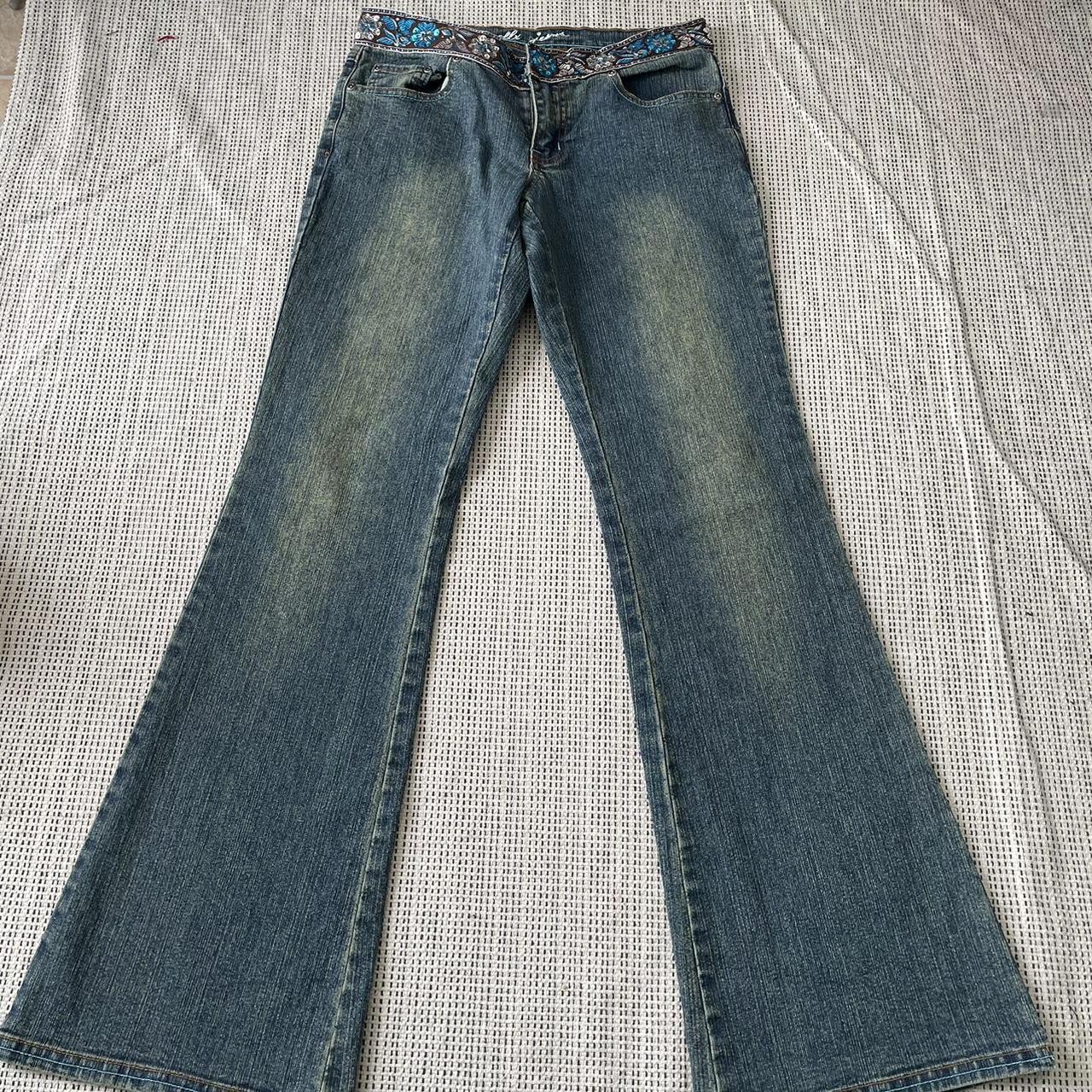 2000s flared jeans unique color with a built in... - Depop