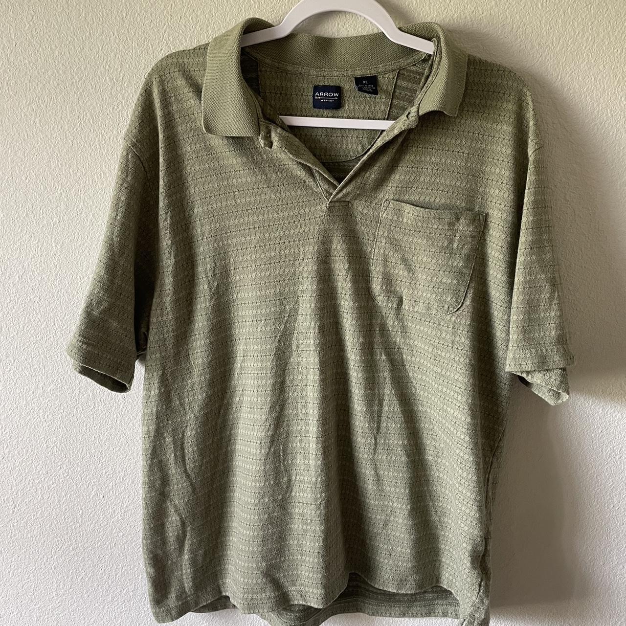 Sage green patterned polo Super soft Size XL - Depop