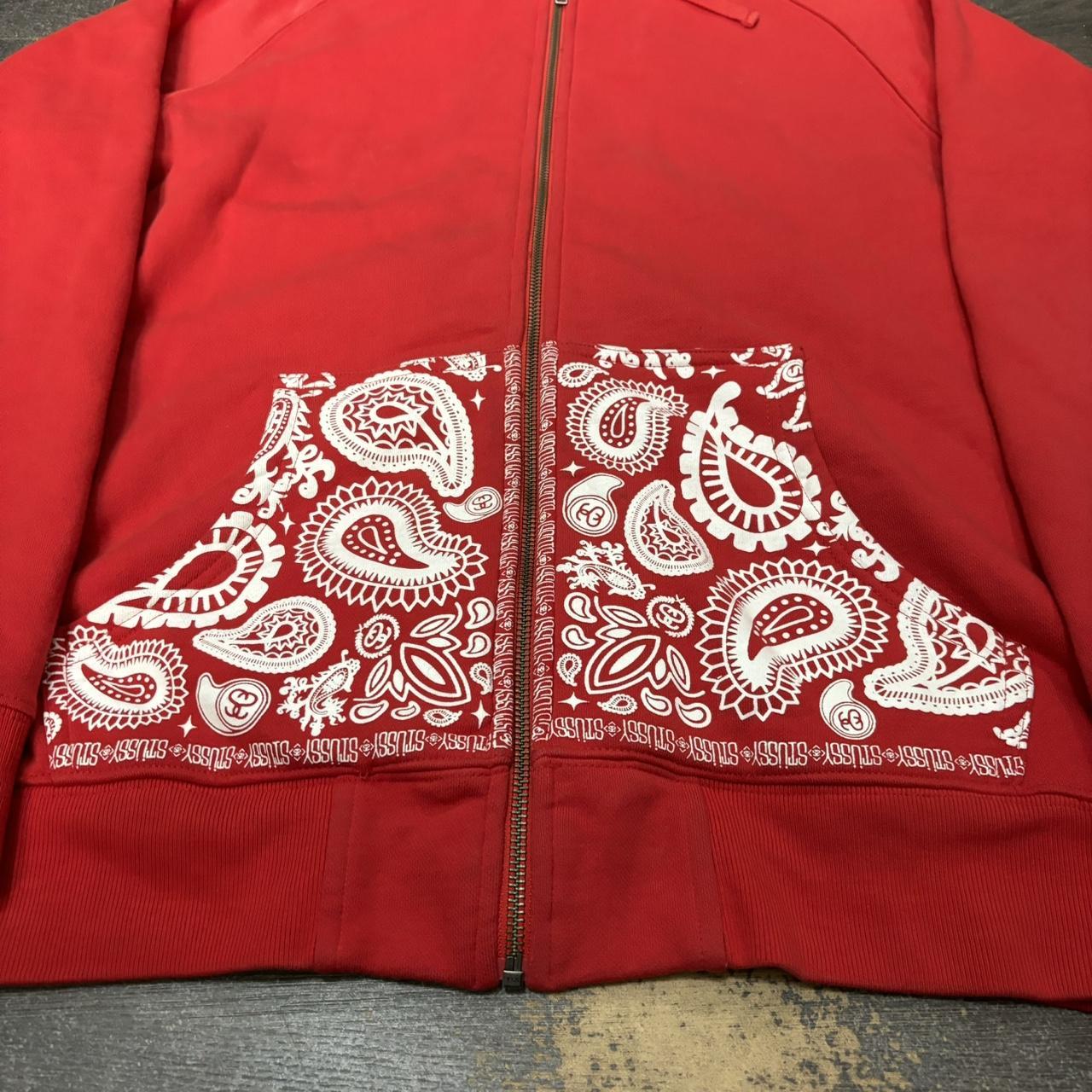 Vintage stussy red bandana hoodie from the 00s. | Depop