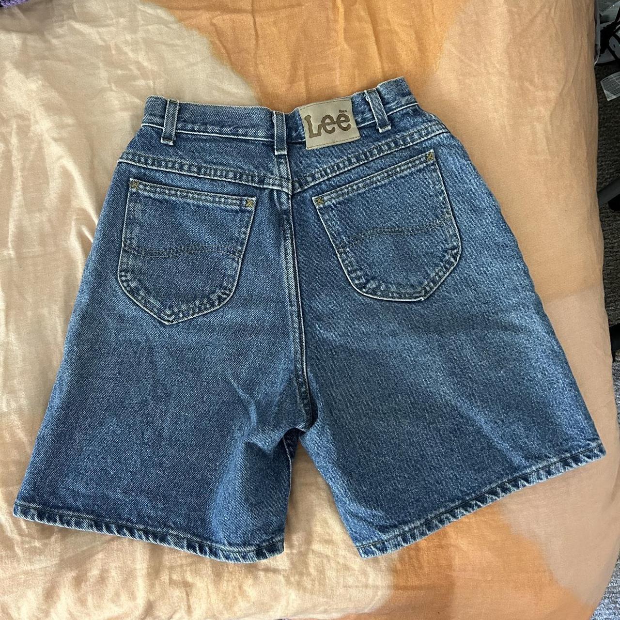 Vintage Lee Denim Shorts (long fit) Size: 6 (12... - Depop