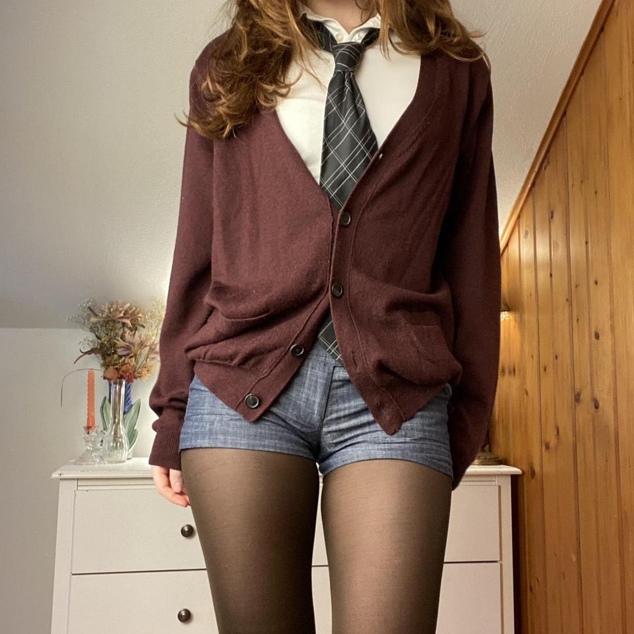 Vintage Burgundy Cardigan longsleeve burgundy... - Depop