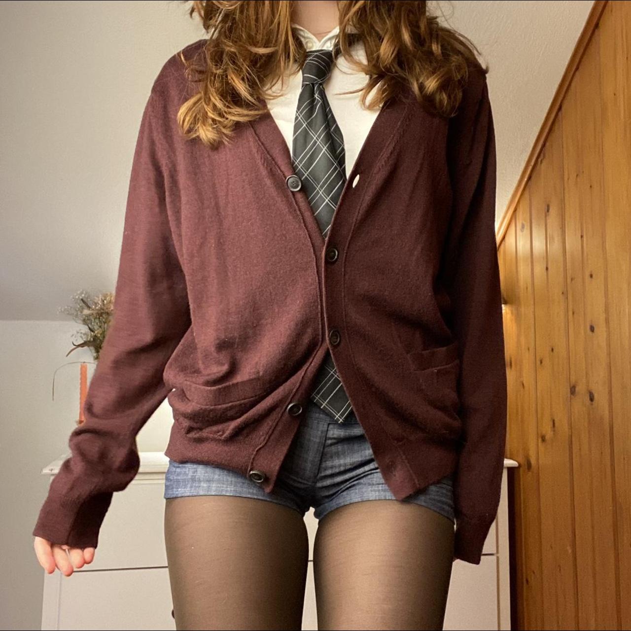 Vintage Burgundy Cardigan longsleeve burgundy... - Depop