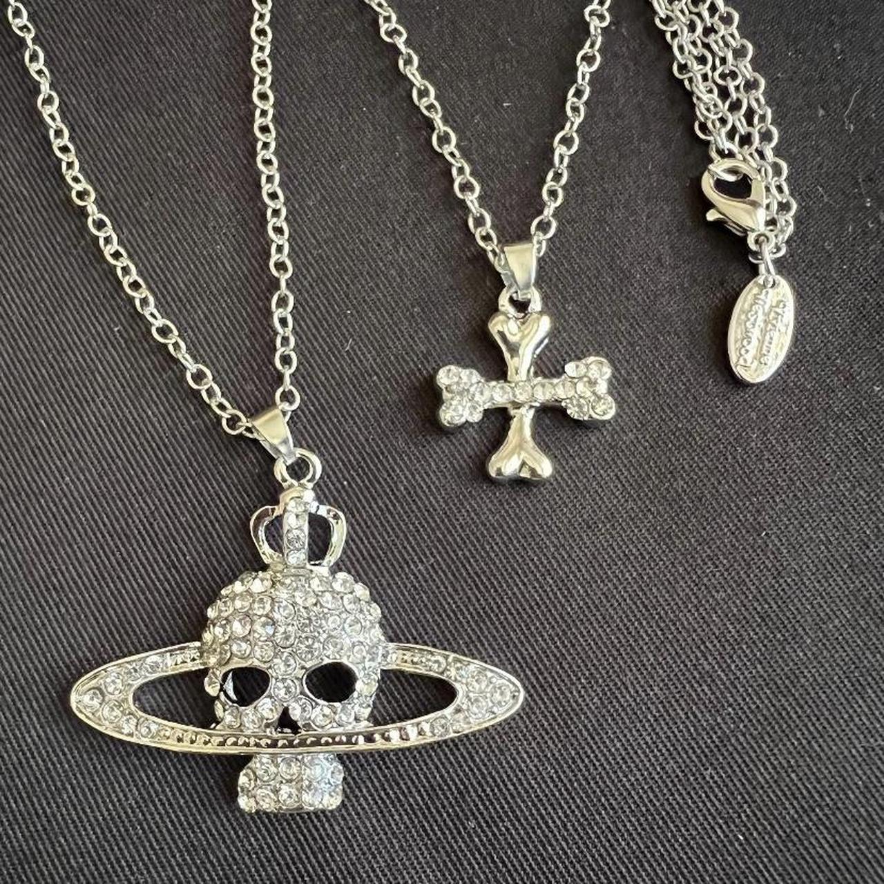 vivienne Westwood skull necklace 18 inches silver... - Depop