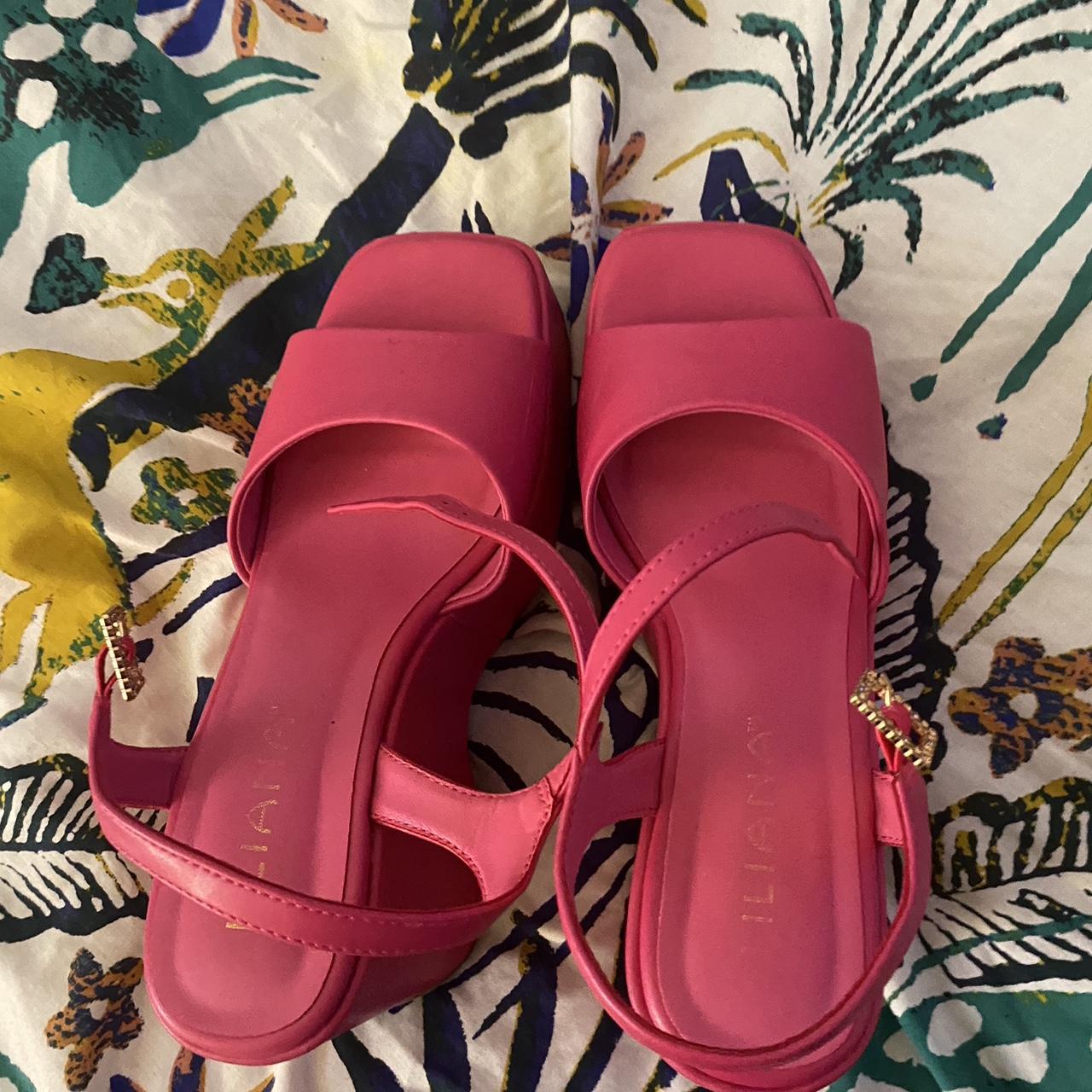 Pink platform sandals. A few scuffs only worn once.... - Depop