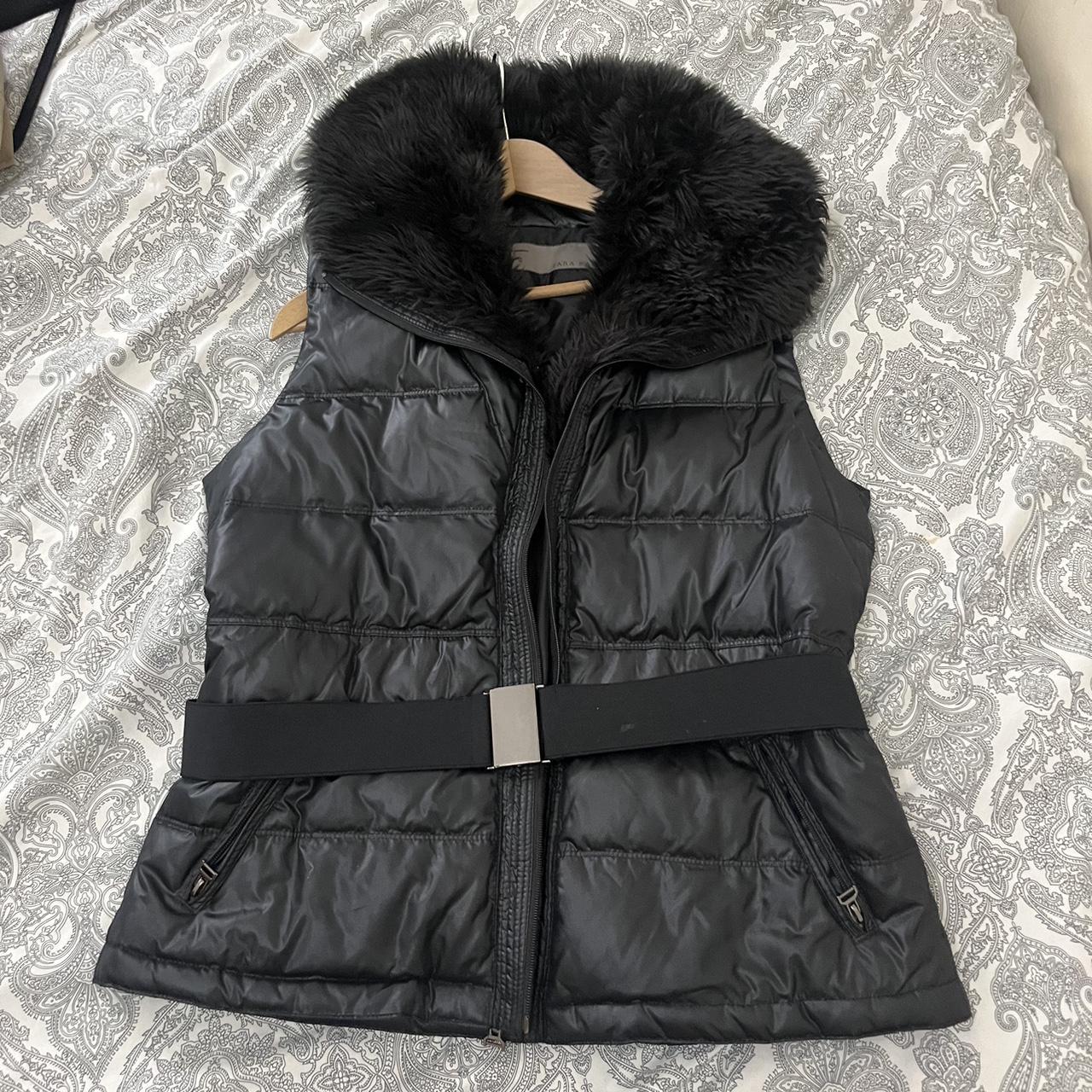 Zara Long Black Gilets Zara Faux Leather Gilet With Zip Up And