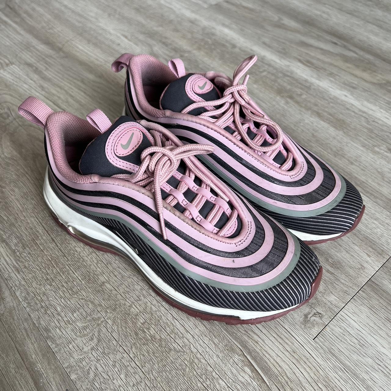 Nike grey and pink hotsell air max 97 trainers