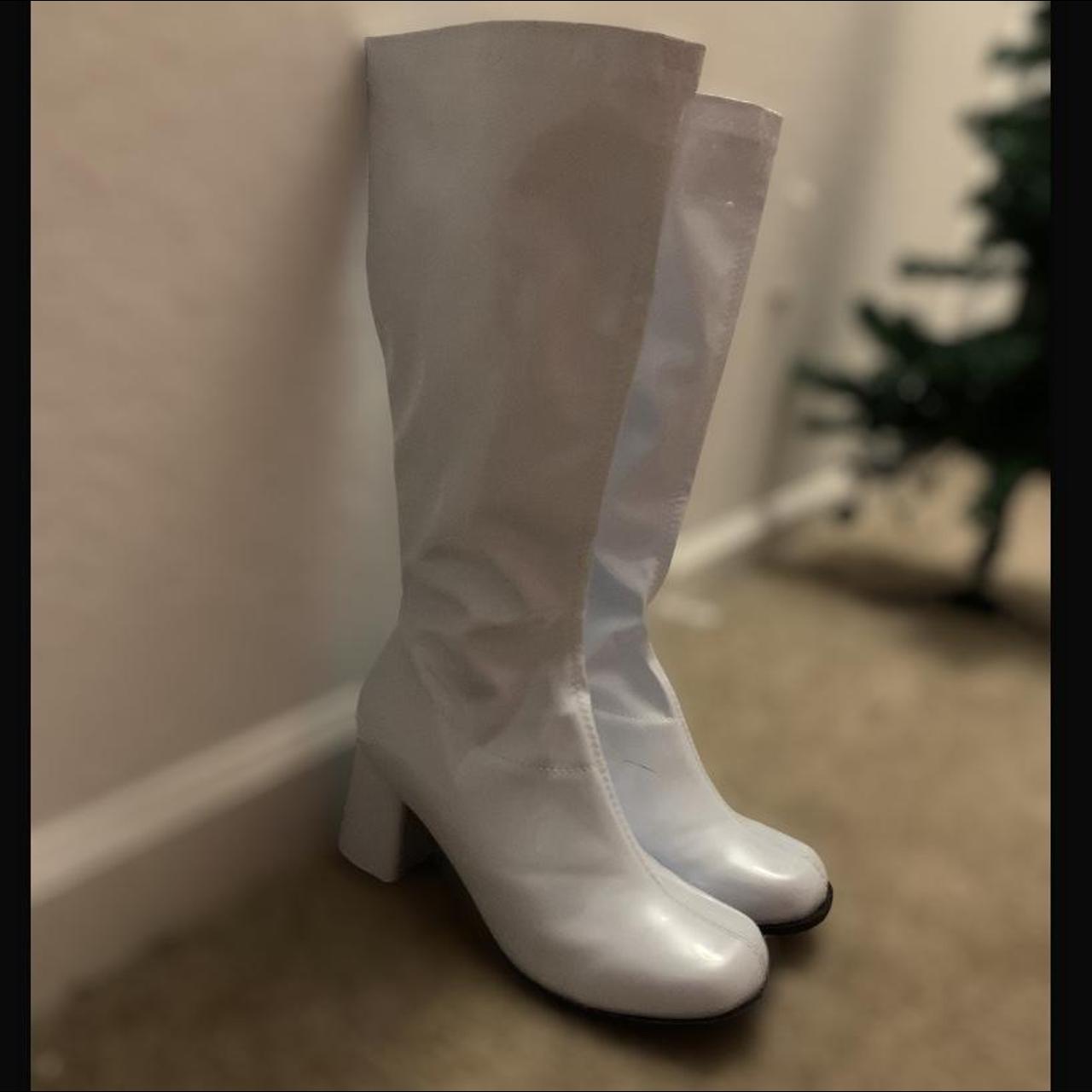 Dolls Kill Women's White and Cream Boots Depop