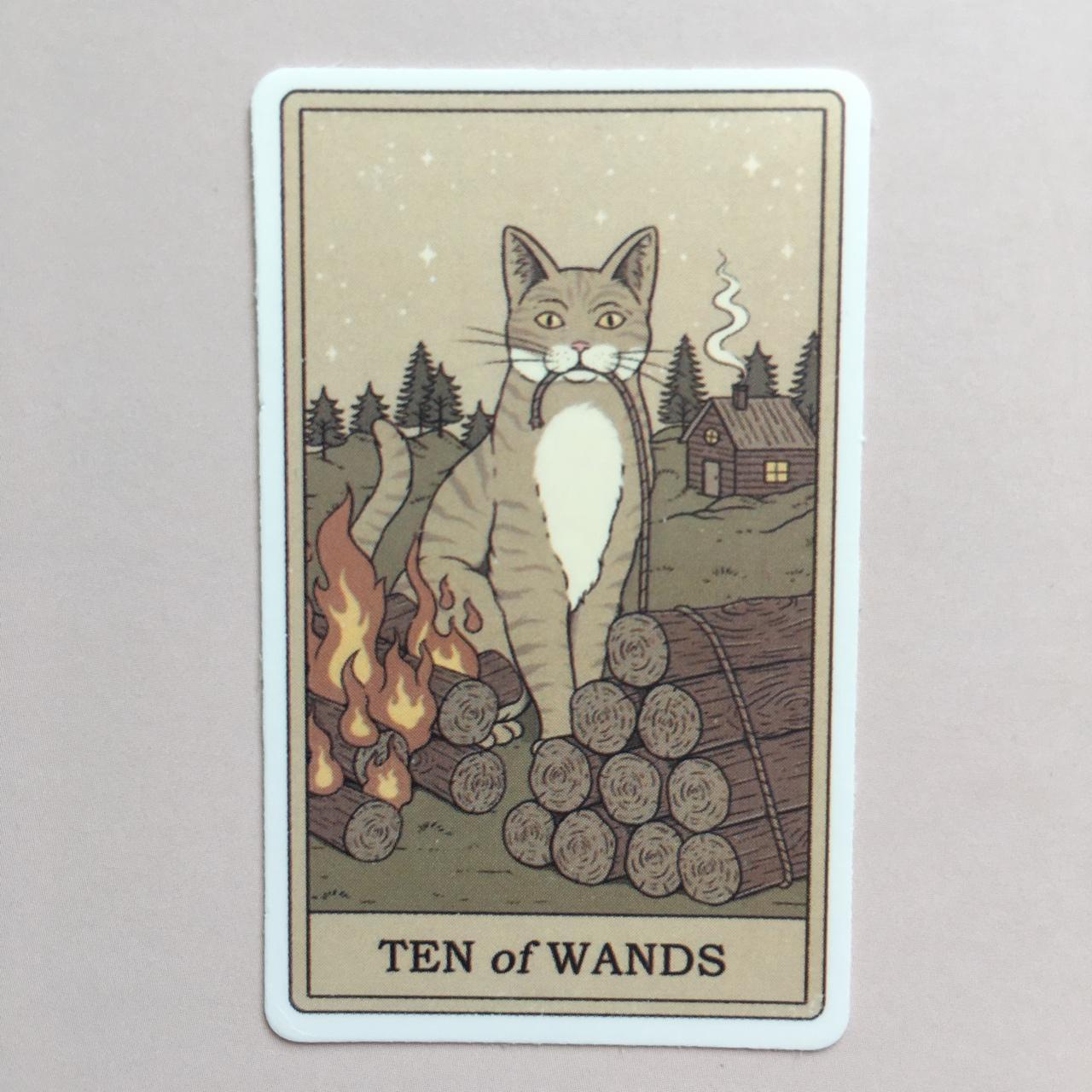 Cat tarot sticker - ten of wands Cat tarot card... - Depop