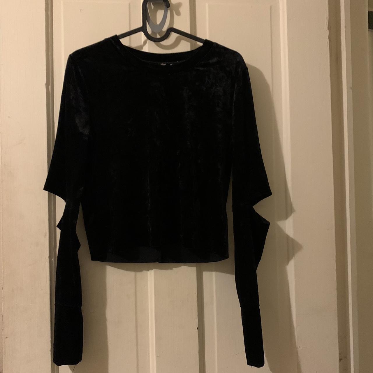 long sleeved H&M divided velvet top with cut out... - Depop