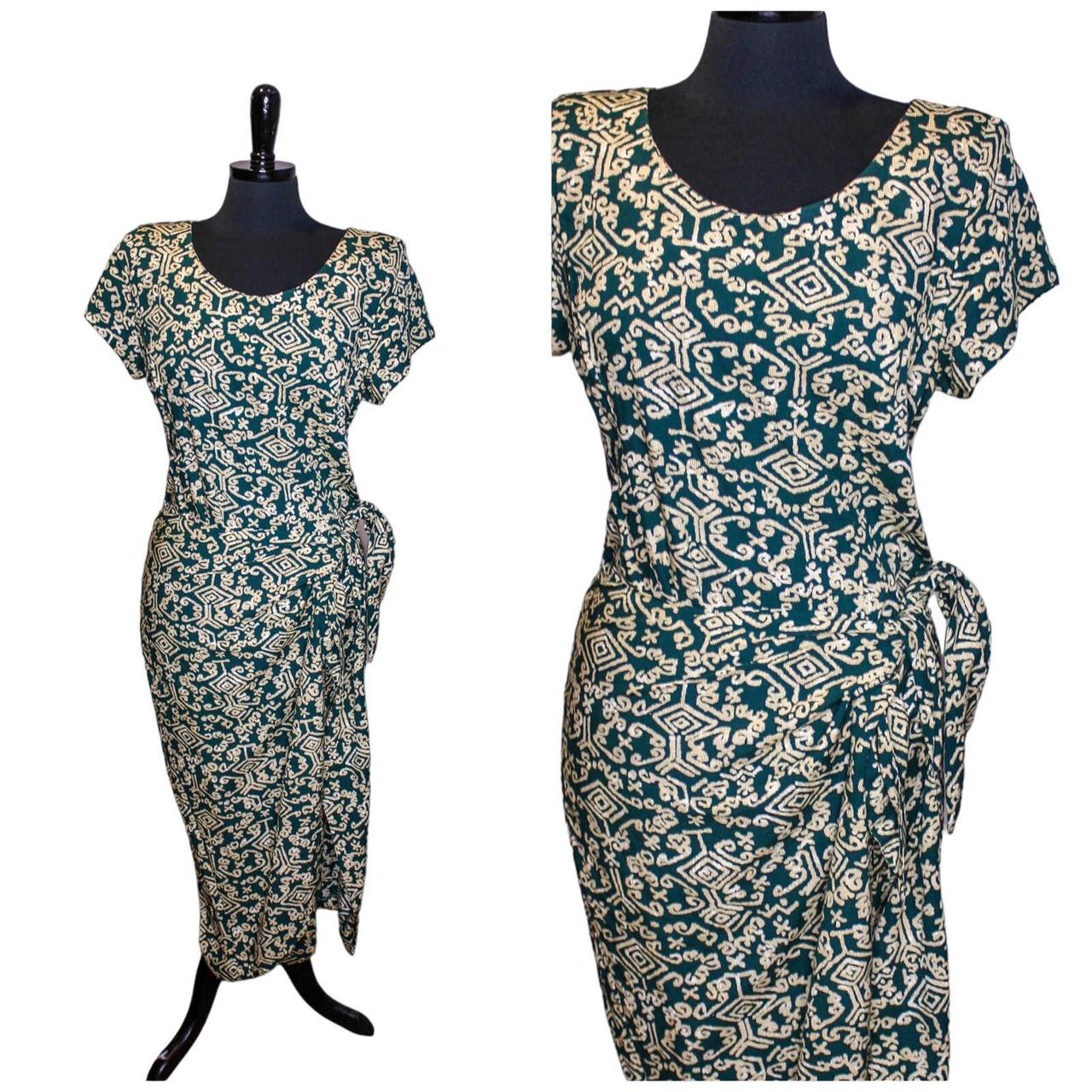 Vintage 90s Jessica Howard faux wrap dress in green