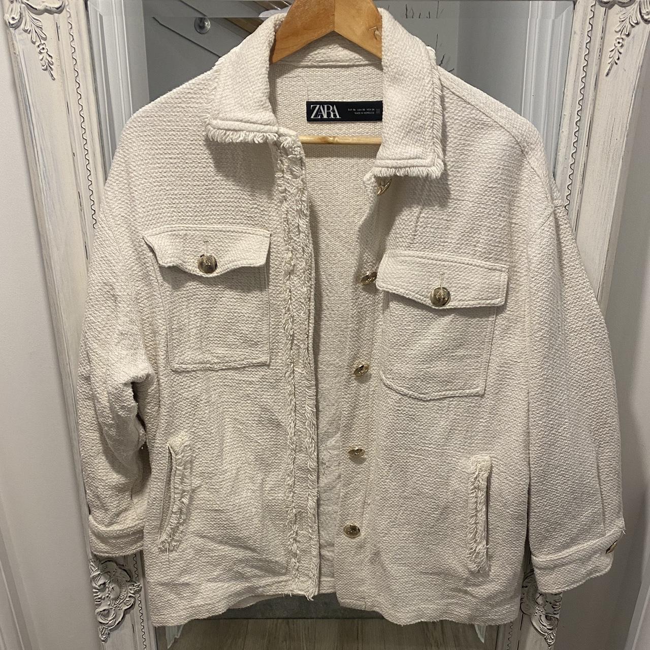 Cream zara shacket Textured detail and Depop