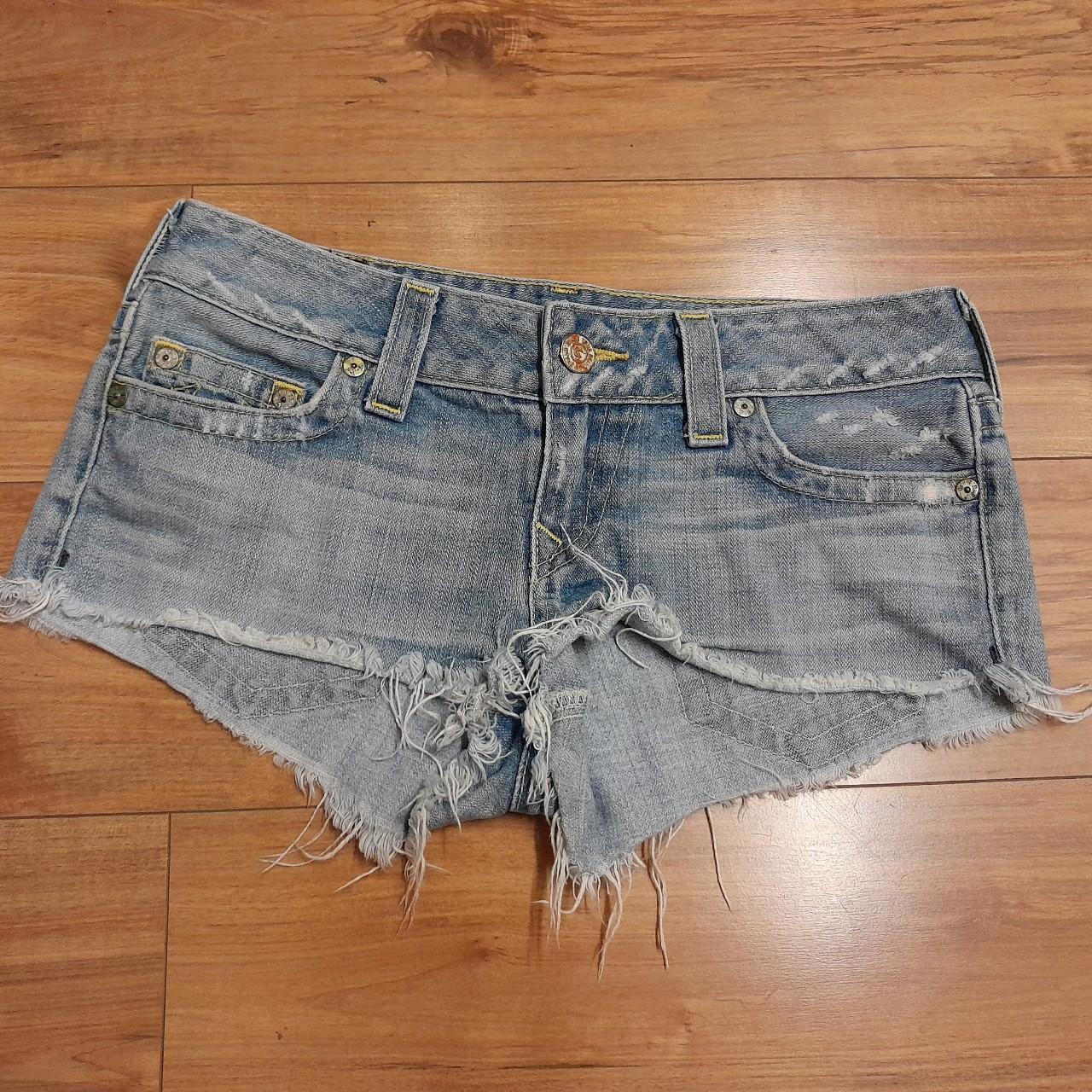 True Religion Women's Blue Shorts | Depop