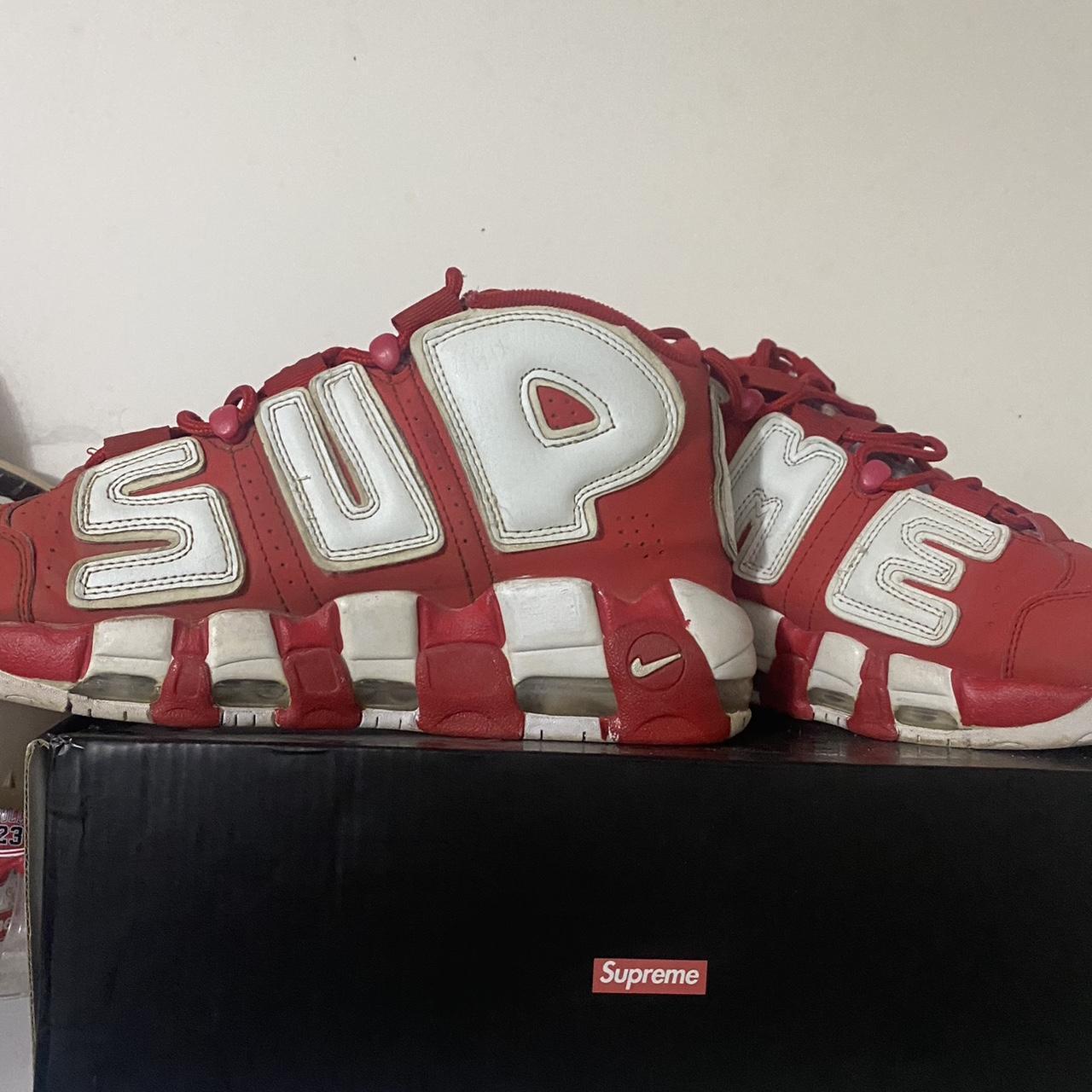 Supreme x Nike uptempo collaboration red and Depop