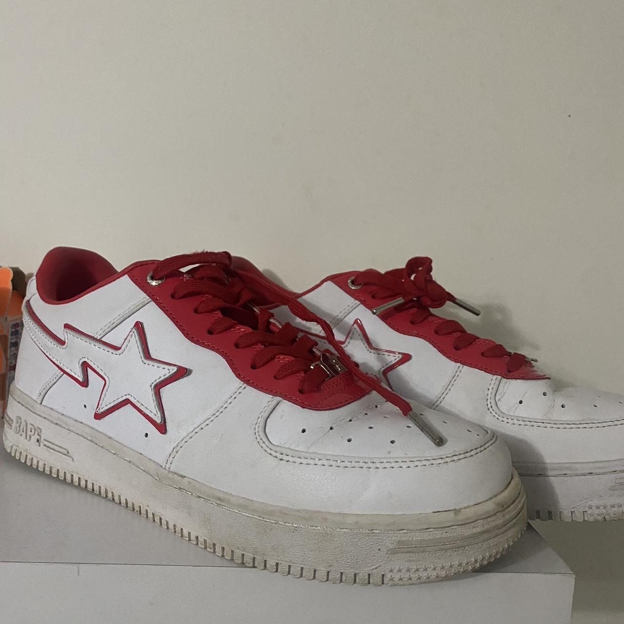 Bape sta size 11 white and red - Depop