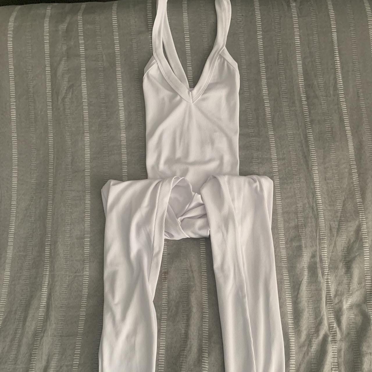 Shein white back cross straps jumpsuit. UK Size S I... - Depop