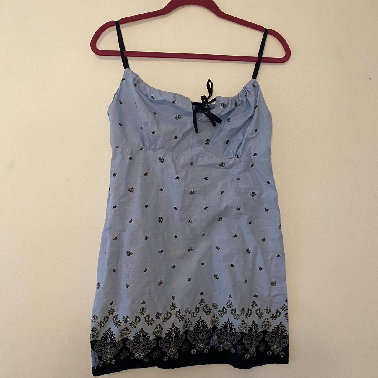 Very cute mini dress with blue floral pattern. Size... - Depop