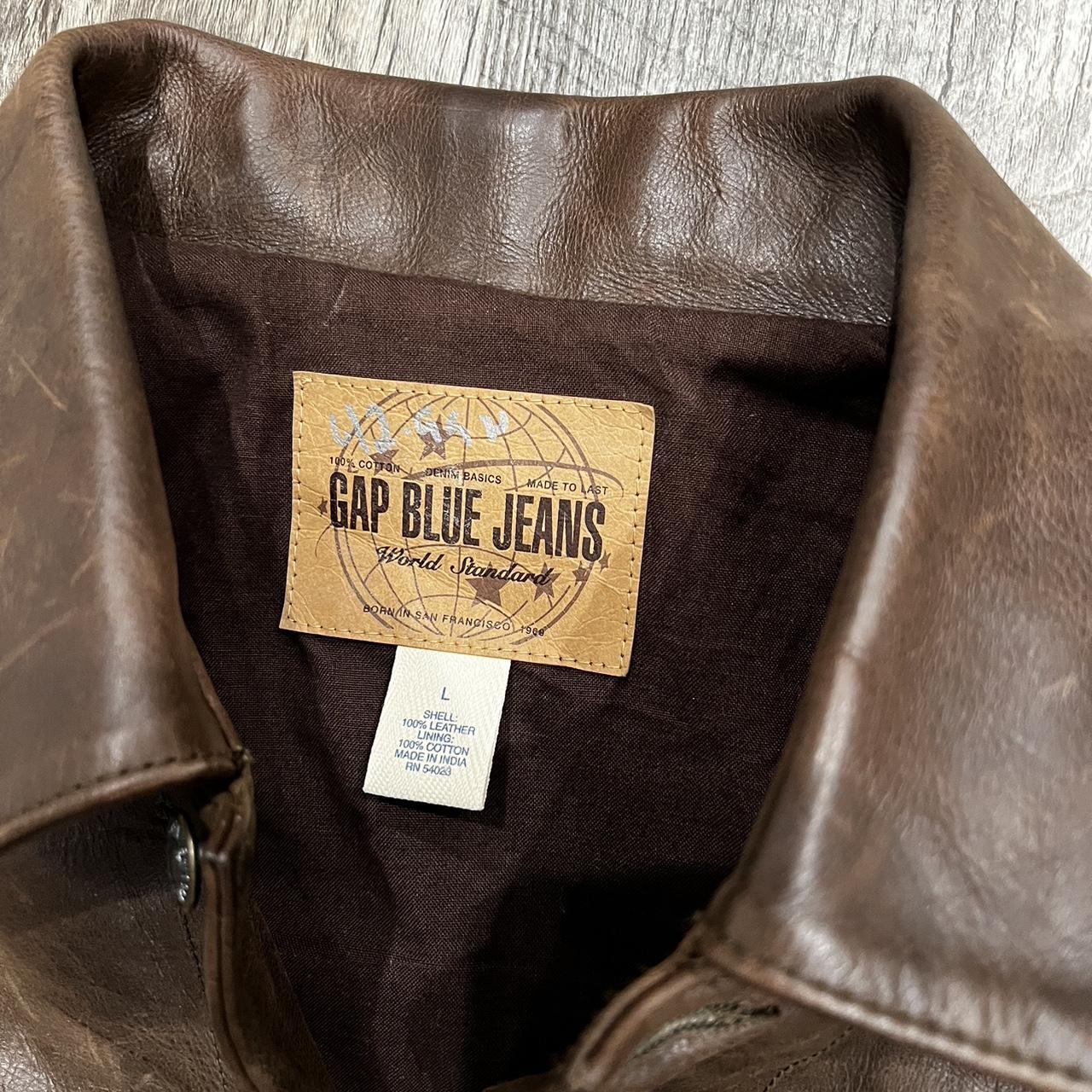 Gap blue jeans sales leather jacket