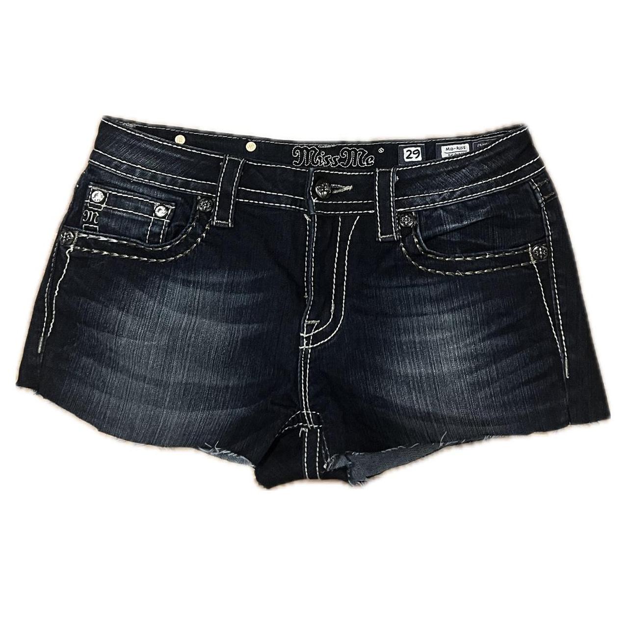 Y2K miss me micro mini shorts with bedazzled cross | Depop Y2K miss me micro mini shorts with bedazzled cross | Depop