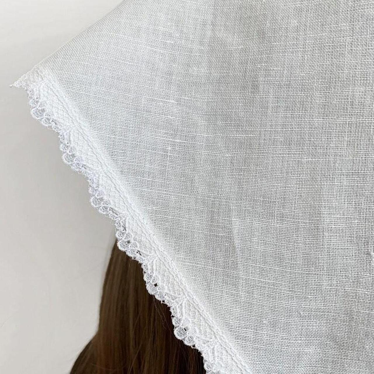 White Linen Lace Trim Triangle Head - Depop