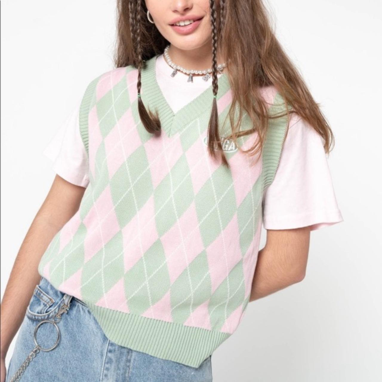 Pink and clearance green argyle sweater