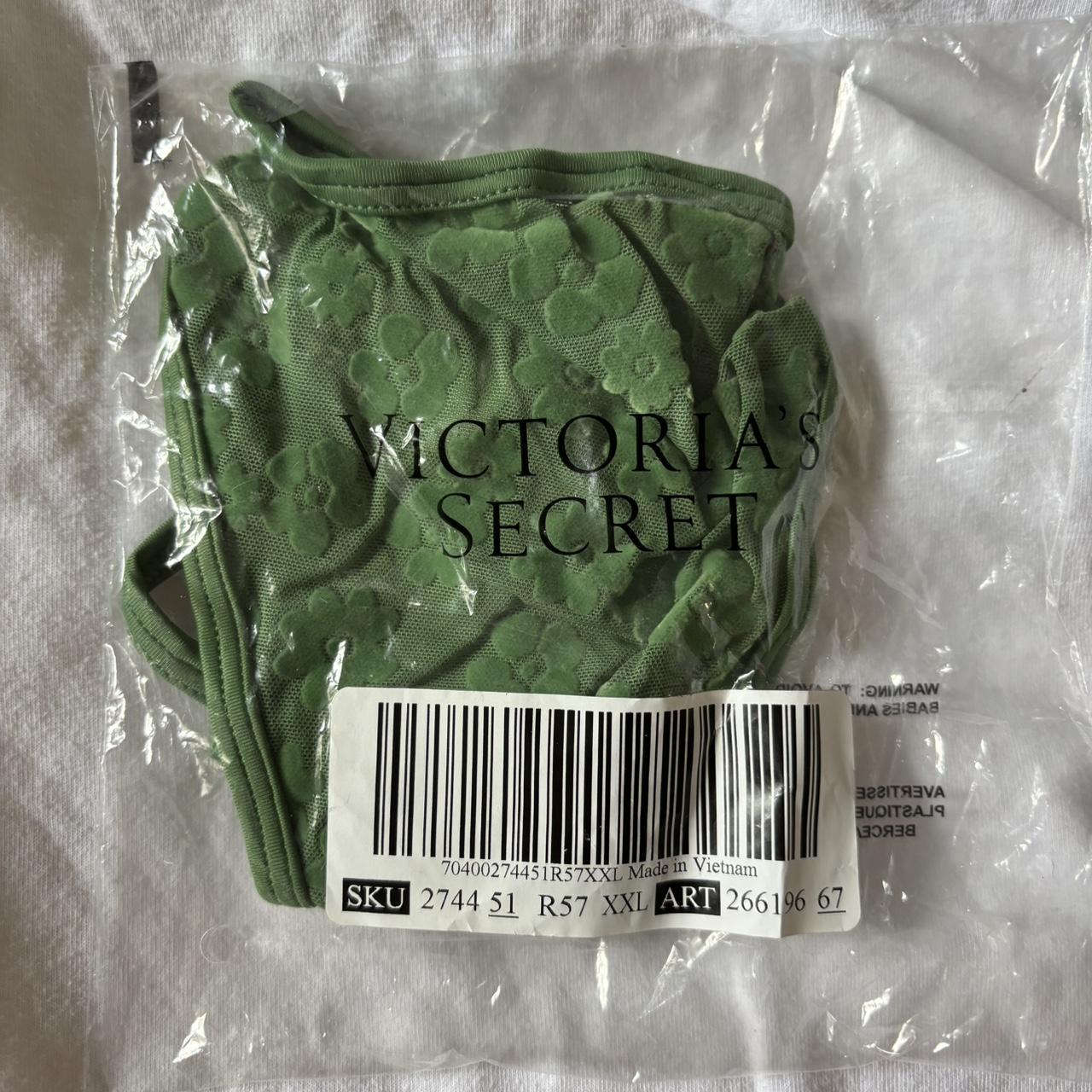 Brand New Victoria Secret Green Mesh Floral Thong Depop