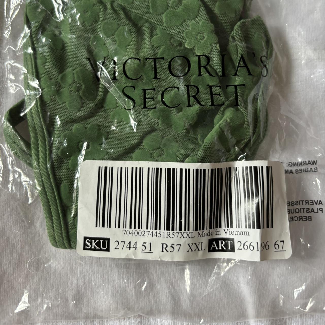 Brand New Victoria Secret Green Mesh Floral Thong Depop