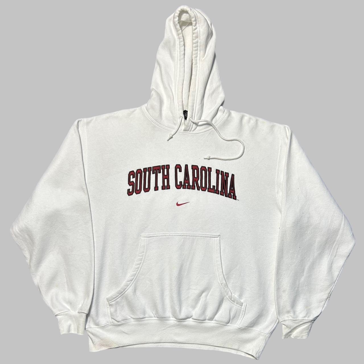 Nike Men's White and Red Hoodie Depop