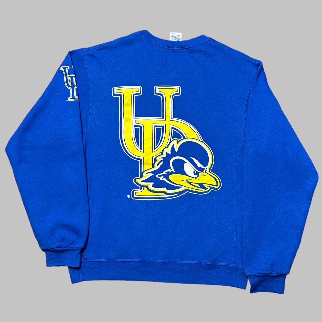 Blue vintage USA Delaware university sweatshirt... - Depop