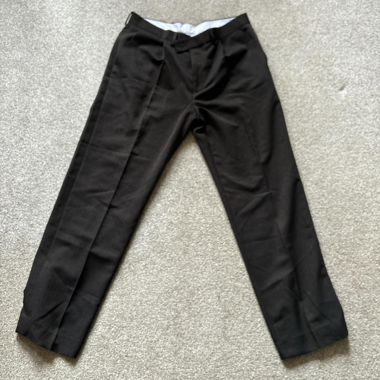 Black straight leg trousers with a zip fly and. Depop