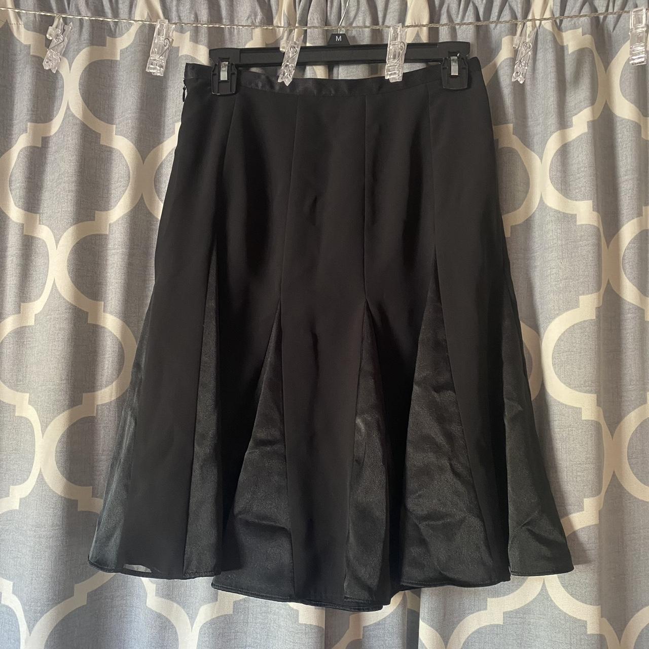 Black sheer skirt with little satin-like pieces sewn... - Depop