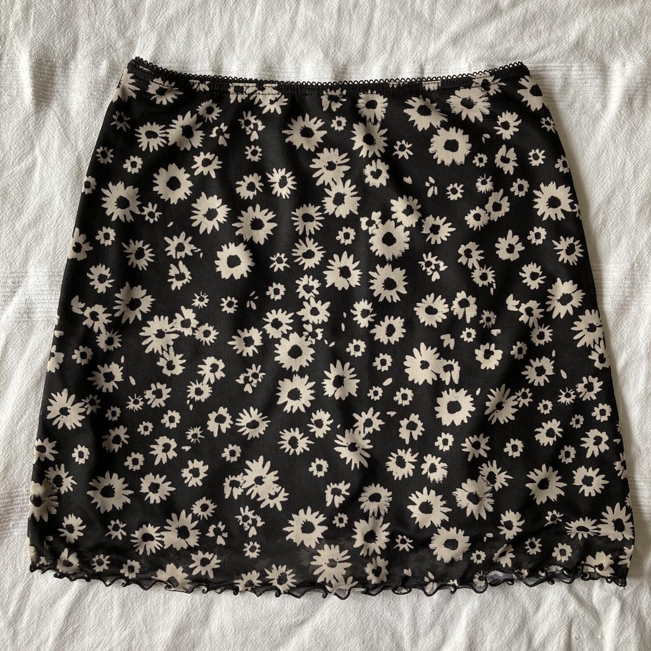 Black Floral Mesh Mini skirt Urban... - Depop