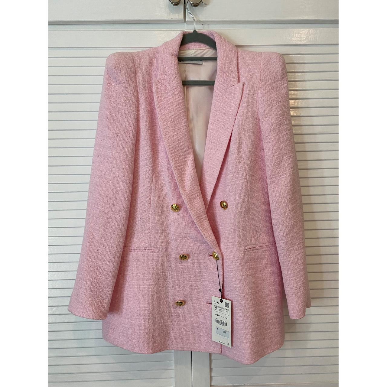 Zara Pink Coat Australia Zara Pink Tweed Blazer With Gold Buttons