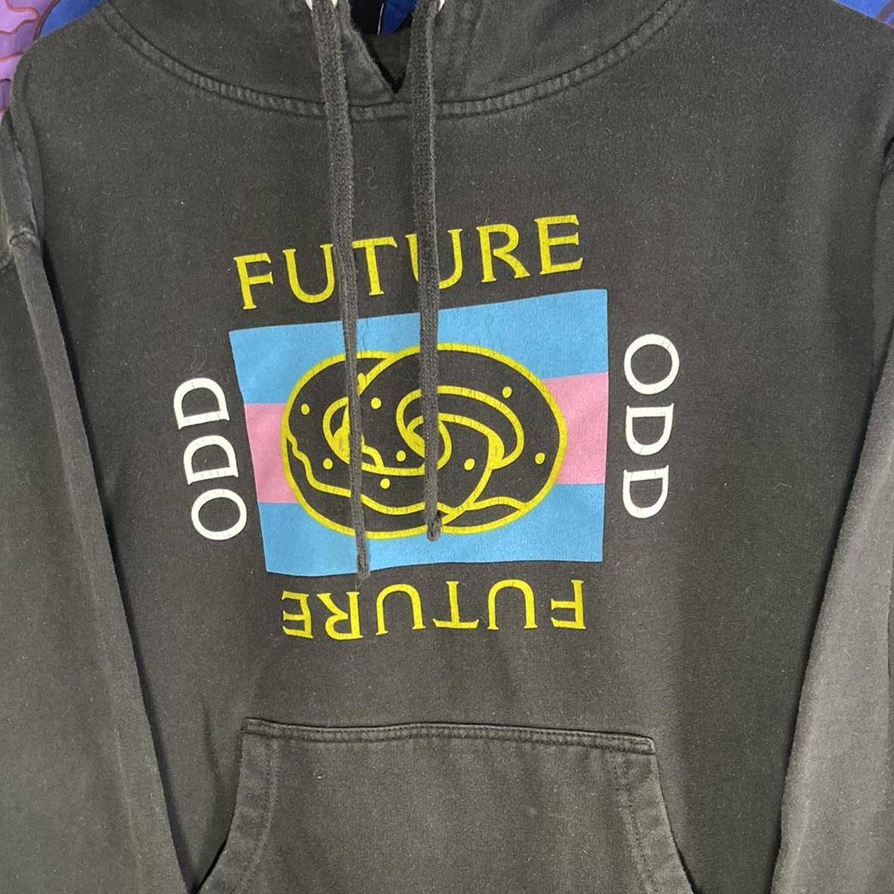 Essential black Odd Future graphic hoodie with pink