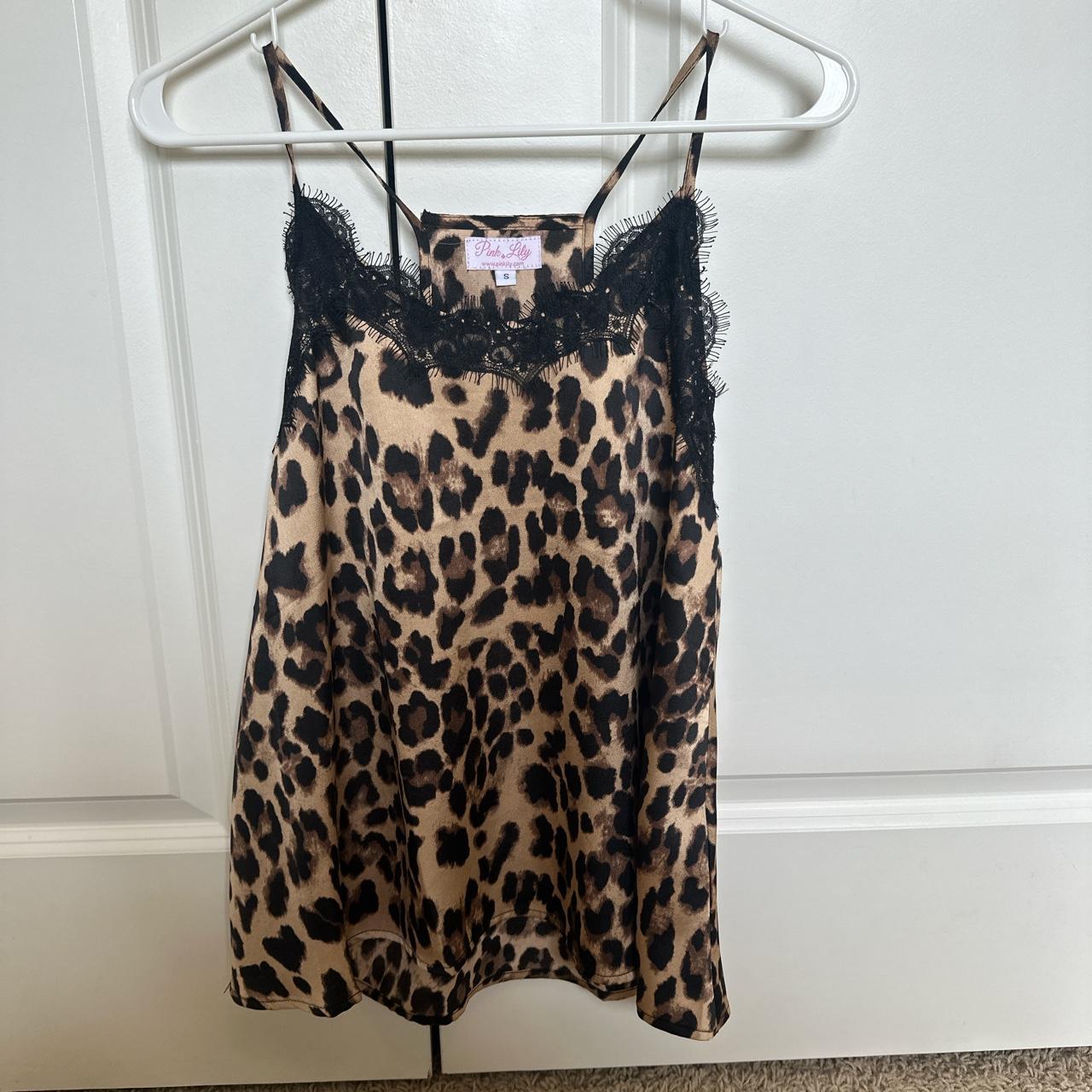 Pink lily cheetah print tank top So cute only worn a... - Depop