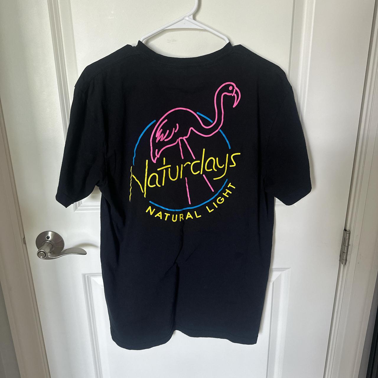 Natural Light Beer “Naturdays” Tshirt Black and neon... - Depop