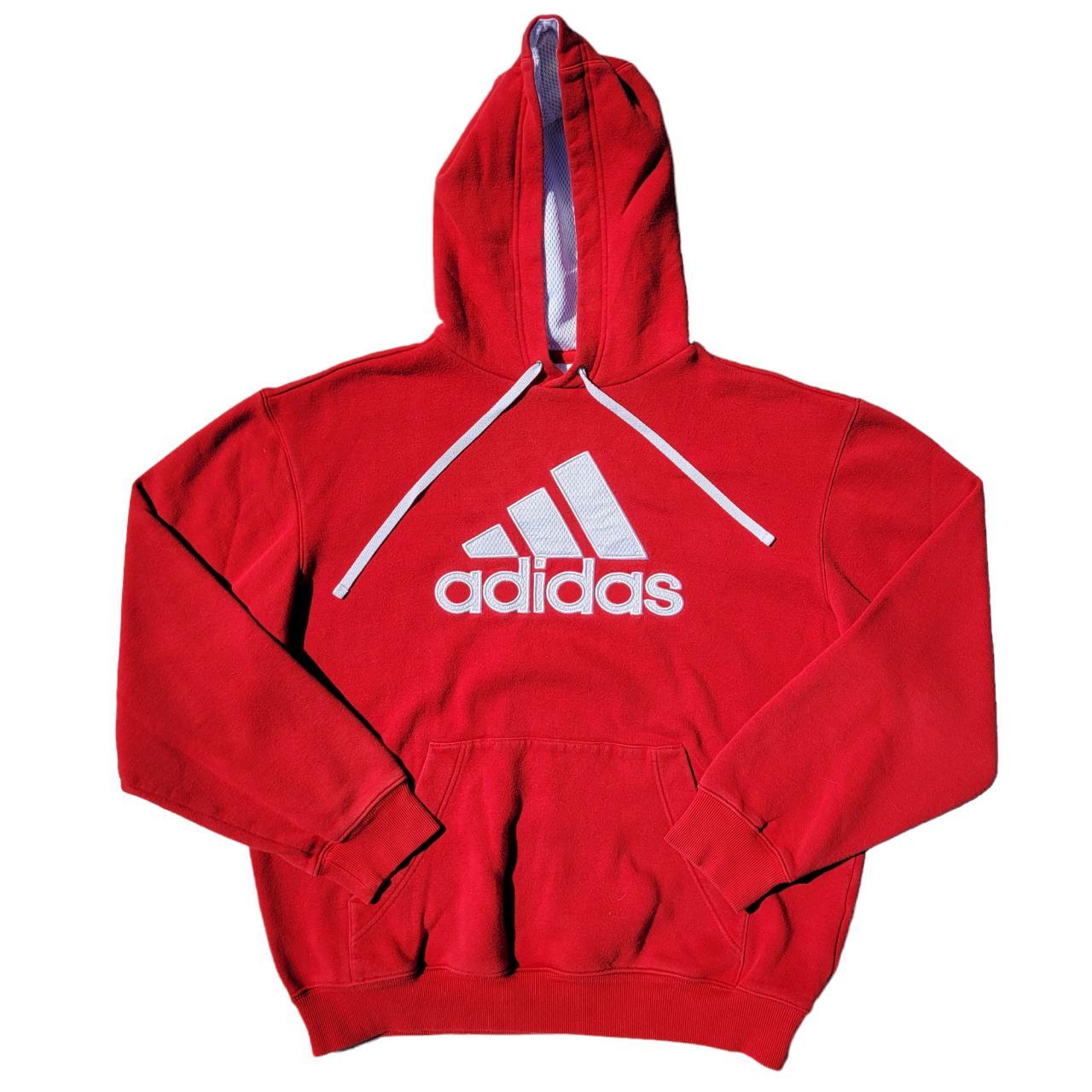 Red and white on sale adidas hoodie