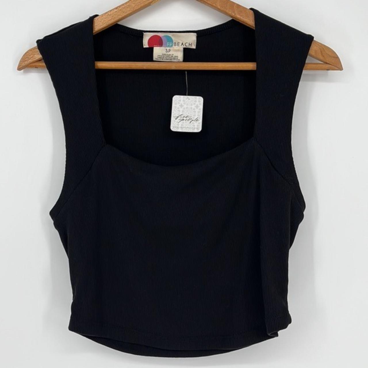 Womens - Square Neck Cropped Vest Top in Black