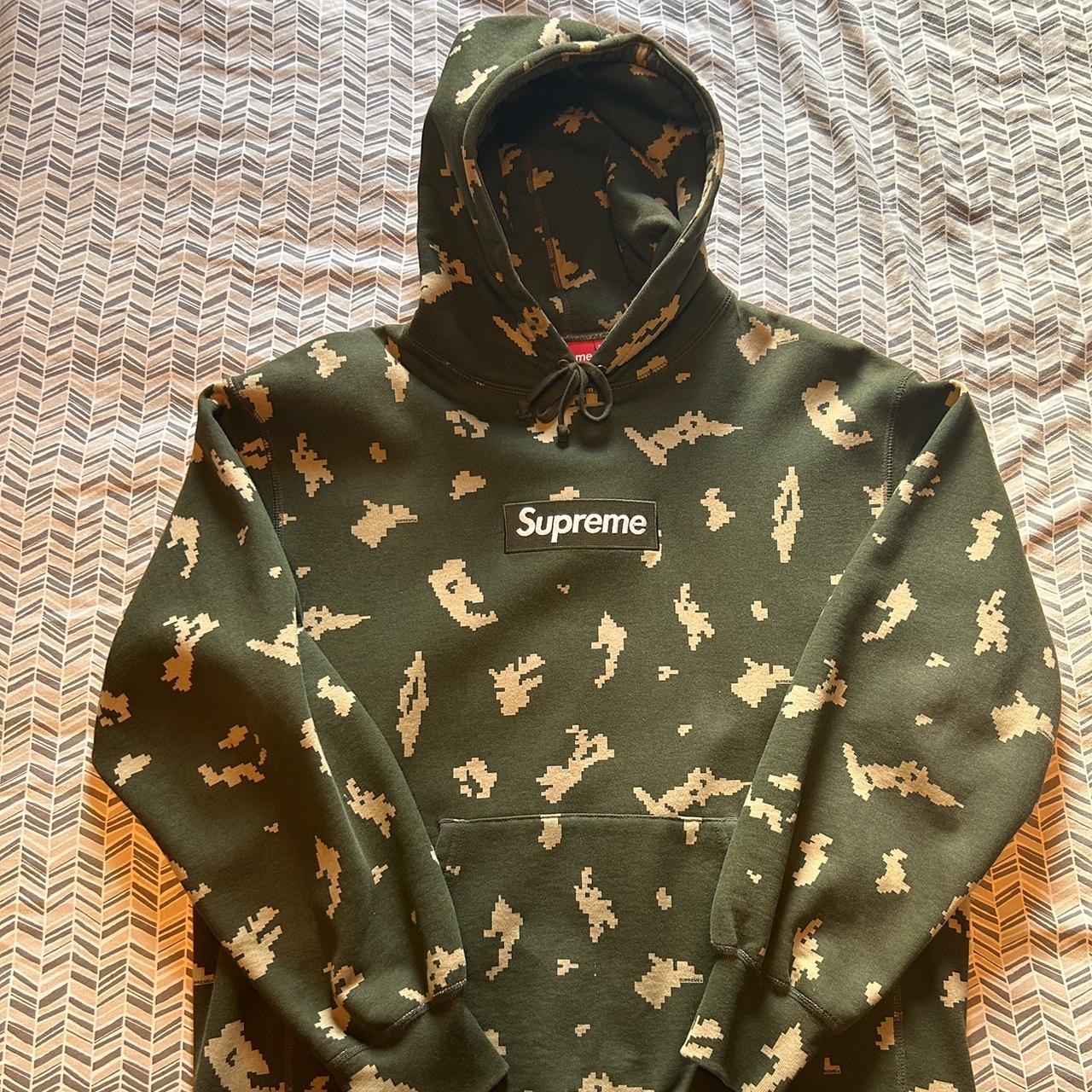 SUPREME FW17 BOX LOGO HOODIE BROWN/TEAL - Depop