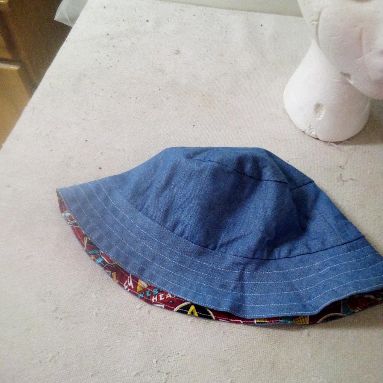 Reversible Bucket hat. Handmade. Denim on one side,... - Depop