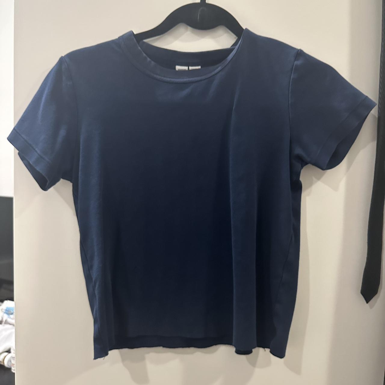 BASIC NAVY BLUE BABY TEE great for for a casual... Depop