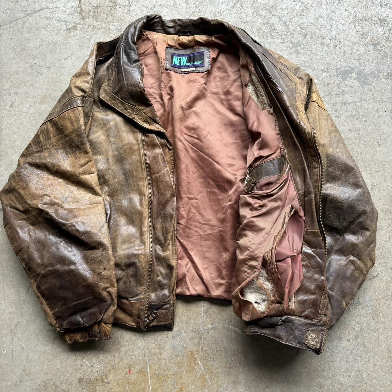 awesome made in korea new rule leather bomber... - Depop